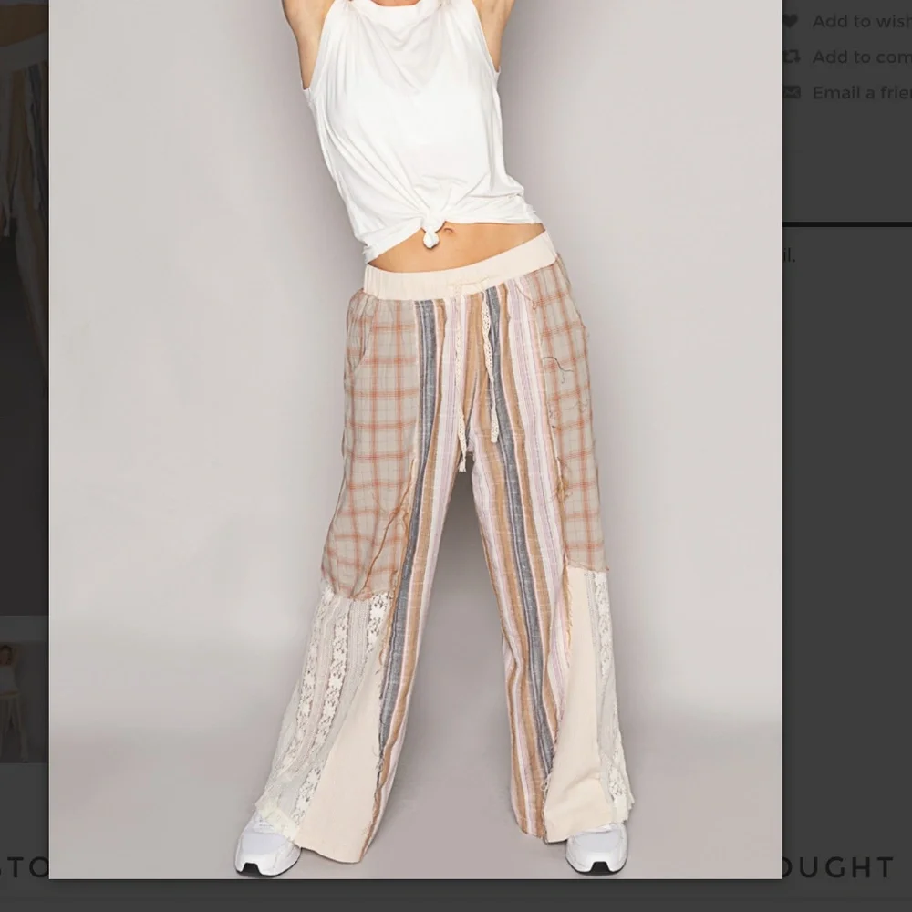 POL 💚 454 POL Plaid with Lace Detail Knit Pants SR21A - Picture 5 of 8